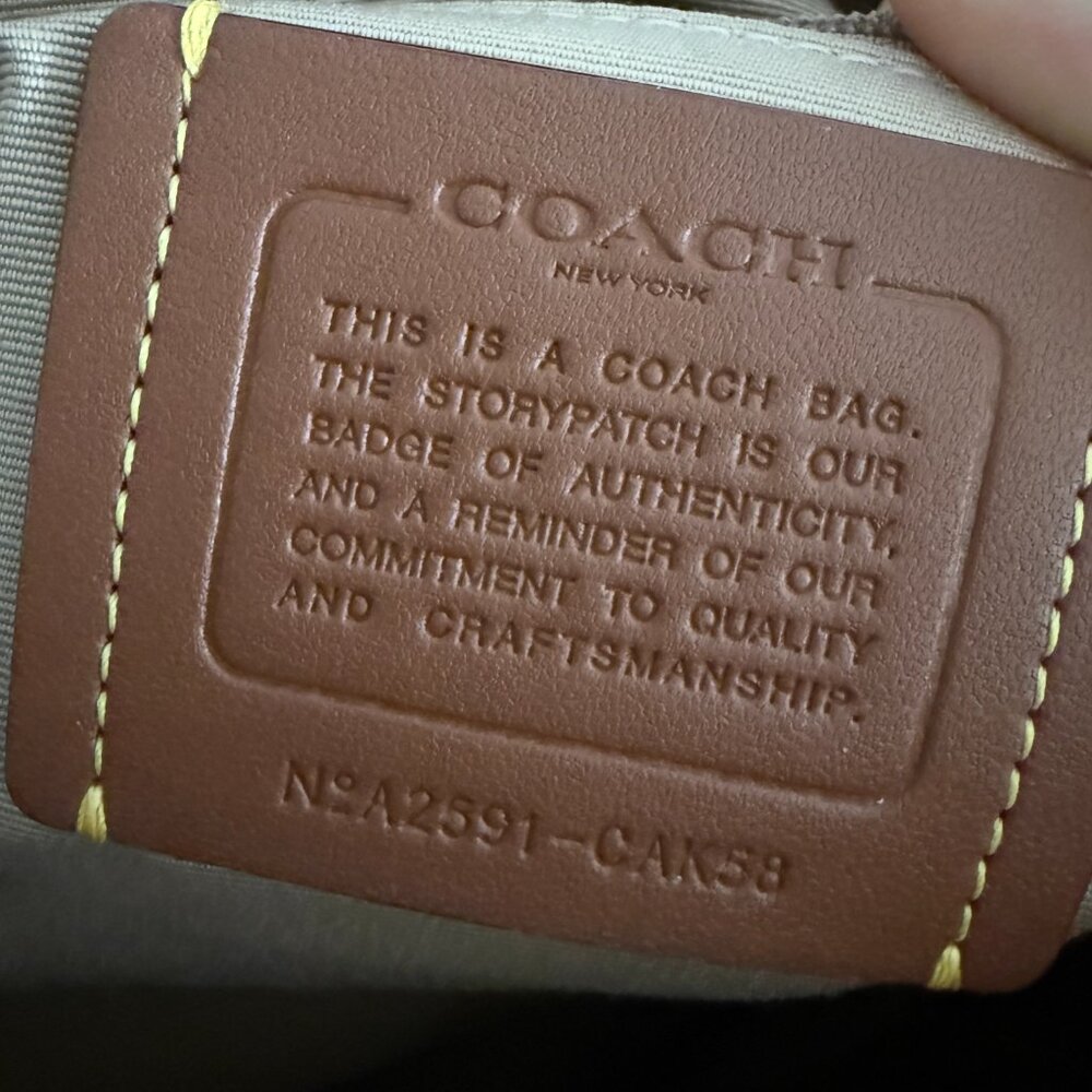 NWT COACH Rowan Satchel Bag Color Block Dark Natural Multi CAK58 with gold chain - Picture 5 of 6